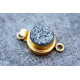 Gold Vermail Clasp with druzy purple 12x20mm -rose shape