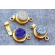 Gold Vermail Clasp with druzy purple 12x20mm -rose shape