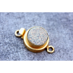 Gold Vermail Clasp with druzy Gold 12x20mm