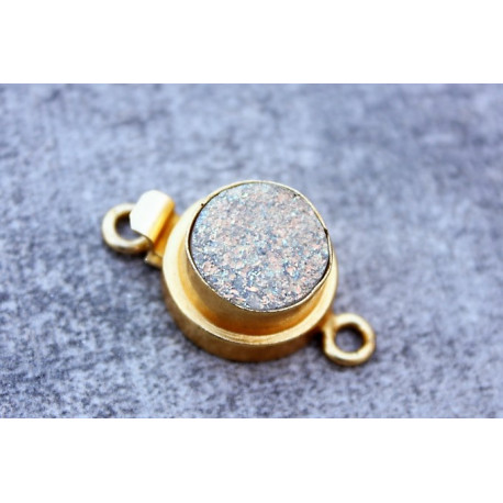 Gold Vermail Clasp with druzy purple 12x20mm -rose shape