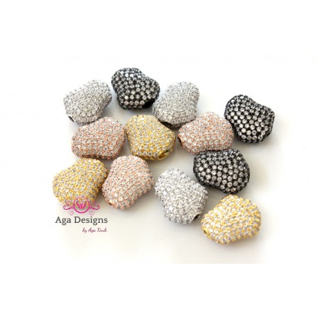 Egg Beads, CZ Pave Beads, 16x11mm, Cubic Zirconia Pave Bead, Oval Beads with Clear CZ Pave