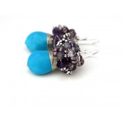 Turquoise and Amethysts Earrings