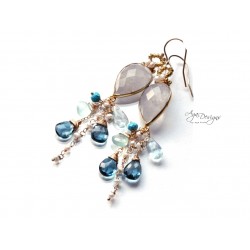 Aqua and Topaz Earrings