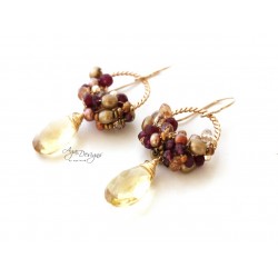 Gold and Ruby Red Earrings