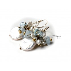 White Pearls and Swiss Topaz Earrings