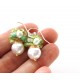 White Pearls and Peridot Earrings
