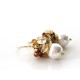 White Pearls and Honey Quartz Earrings
