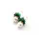 White Pearls and Green Quartz Earrings