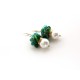 White Pearls and Green Quartz Earrings