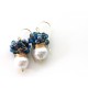 White Pearls and Blue Quartz Earrings