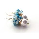 White Pearls and Aquamarine Earrings