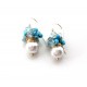 White Pearls and Aquamarine Earrings