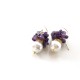 White Pearls and Amethyst Earrings