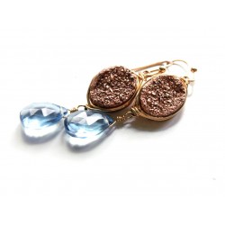 Druzy and Aquamarine Earrings