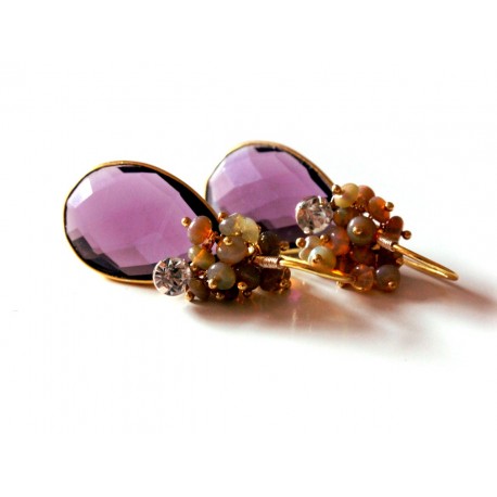 Amethyst and Opal Earrings